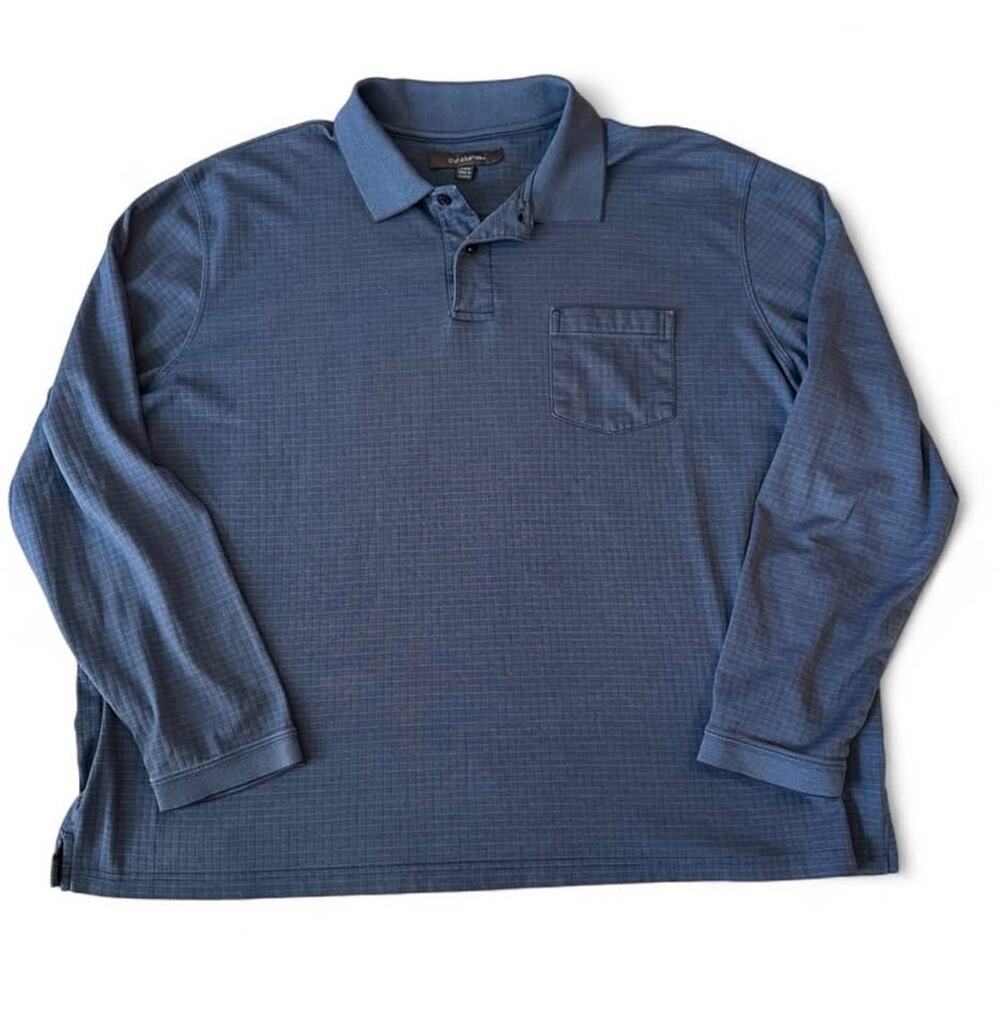Mens Croft & Barrow Blue Long Sleeve Polo Shirt XXL